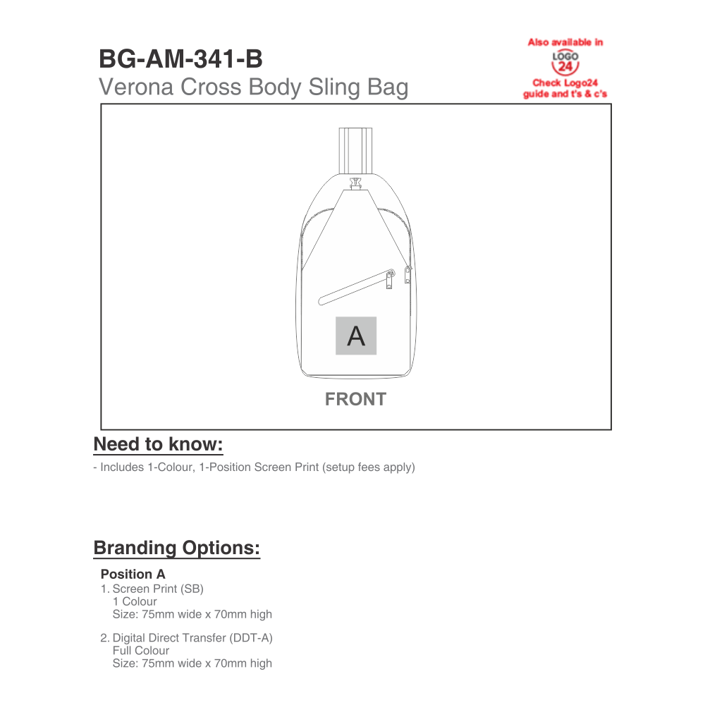 Verona Crossbody Brandable Sling Bag in Grey and Black