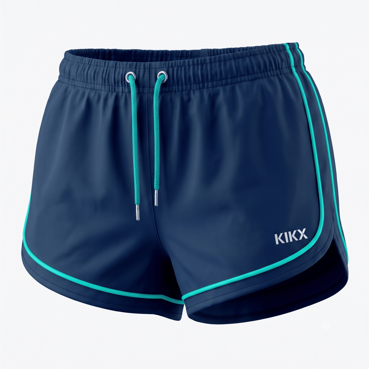 Kikx LUNAFLOW Shorts in Navy with Sea Green Piping and Inner