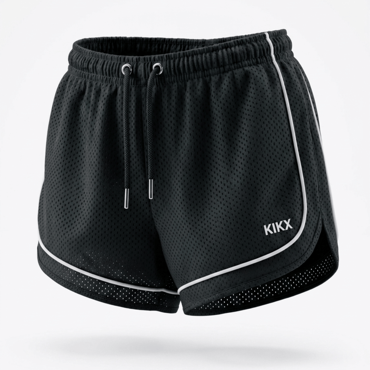 Kikx VENTRAFLOW Shorts in Black BMX Outer Mesh with White Piping and Black Inner