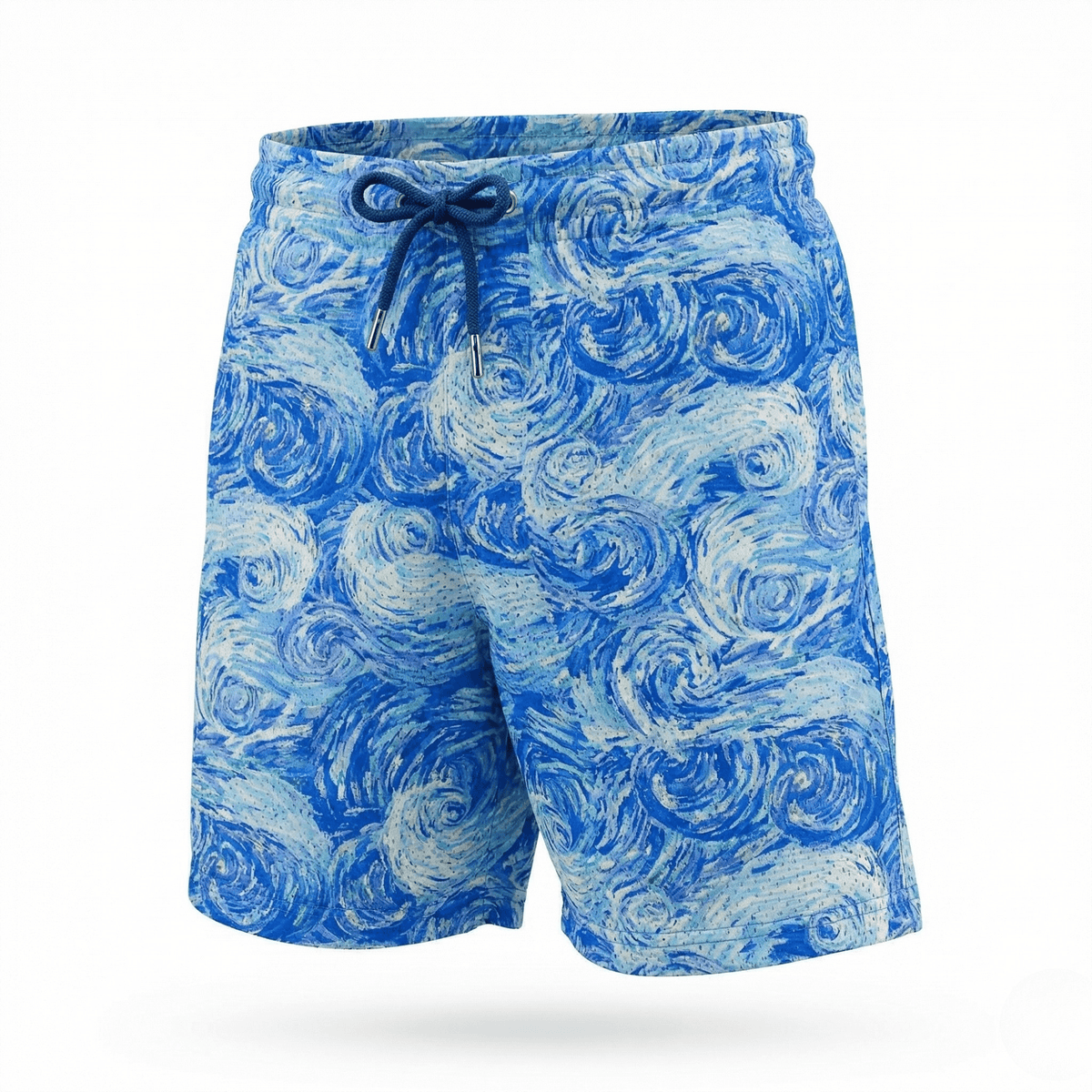 Kikx Basketball Shorts Double Layer Starry, Starry Night Print with Royal Blue Inner