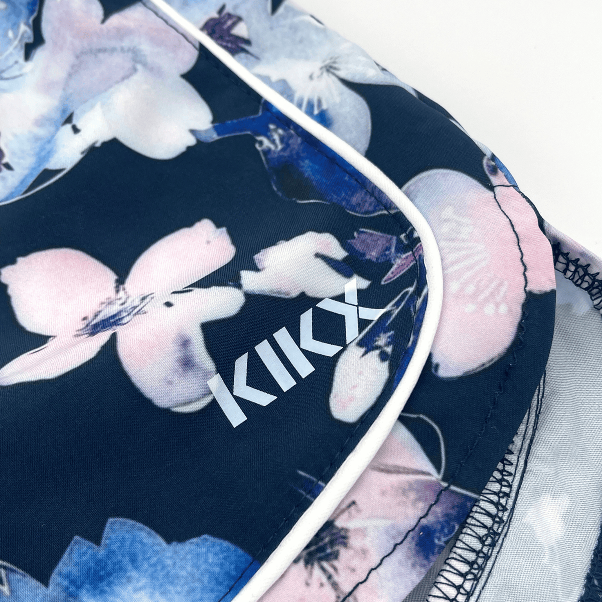 Kikx LUNAFLOW Shorts in Twilight Sayuki with White Piping and Navy Inner