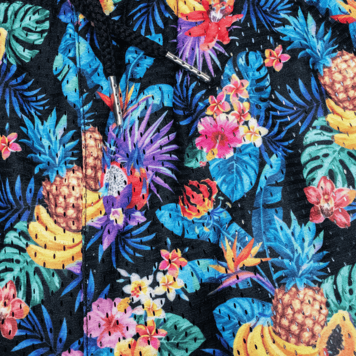 Kikx Basketball Shorts Double Layer Tropical Haze Print with Sky Blue Inner