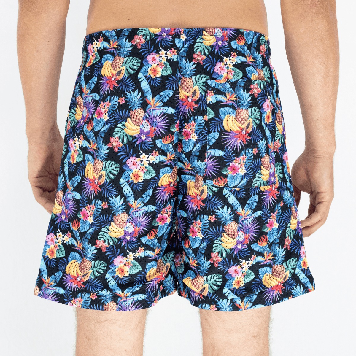 Kikx Basketball Shorts Double Layer Tropical Haze Print with Sky Blue Inner