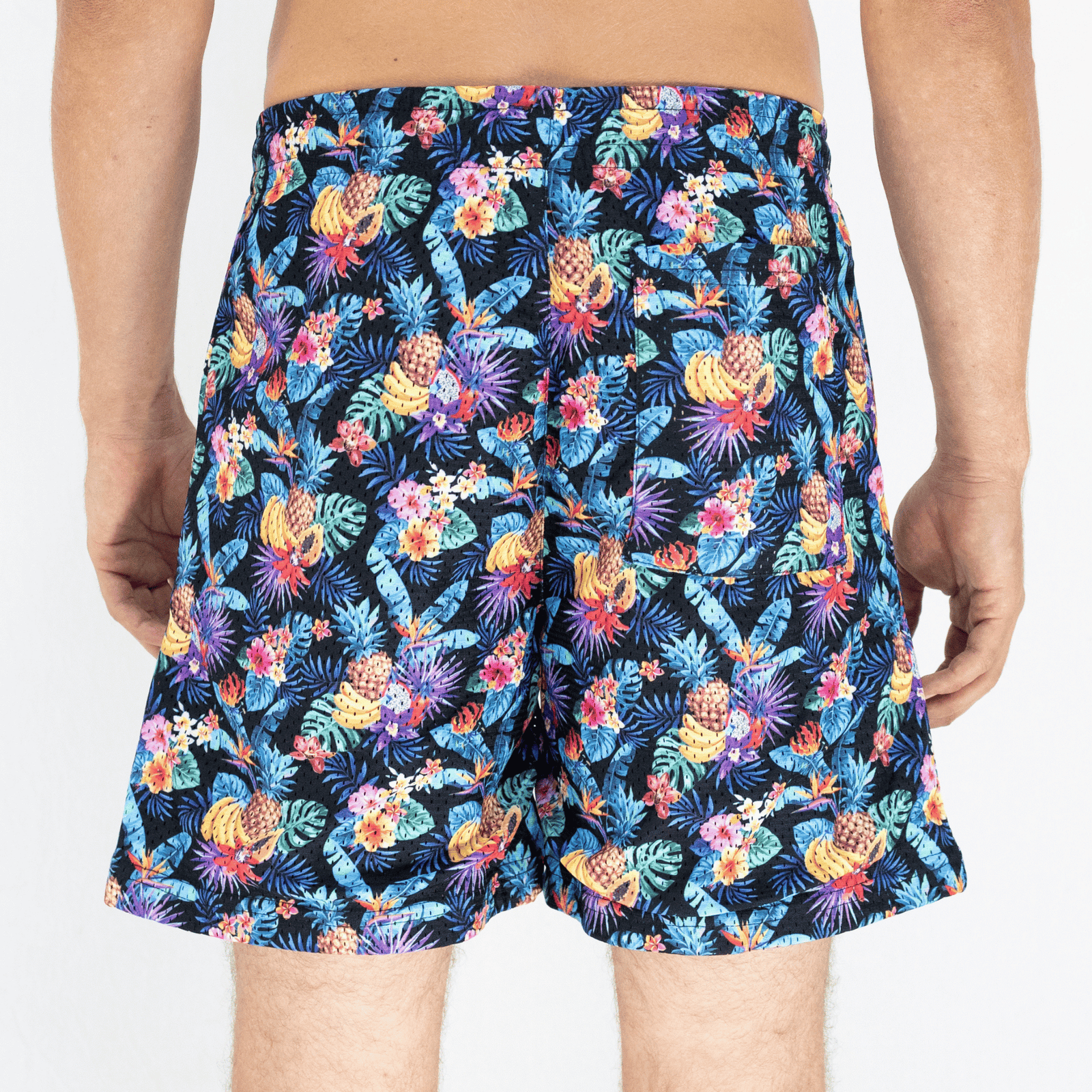 Kikx Basketball Shorts Double Layer Tropical Haze Print with Sky Blue Inner