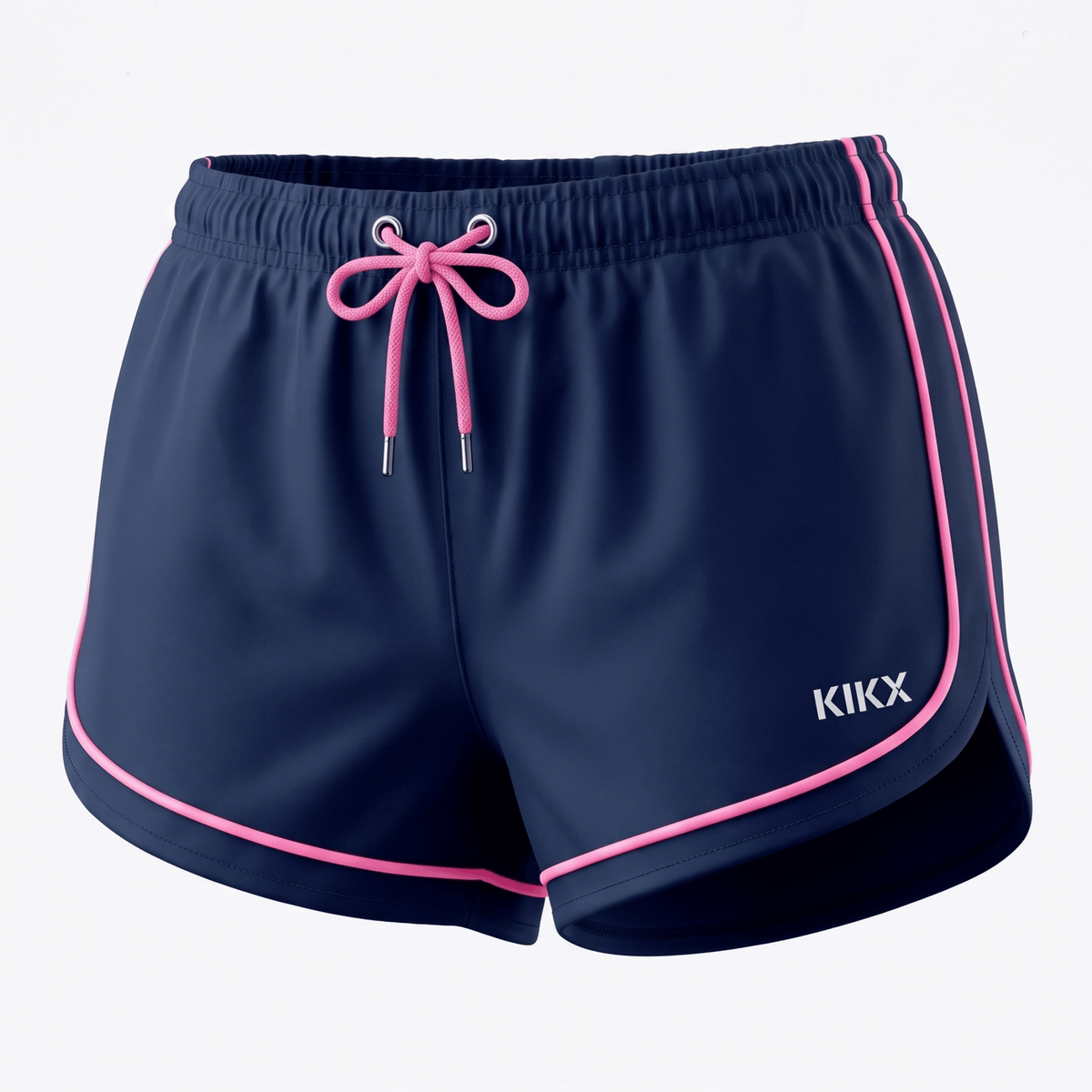 Kikx LUNAFLOW Shorts in Navy with Light Pink Piping and Inner