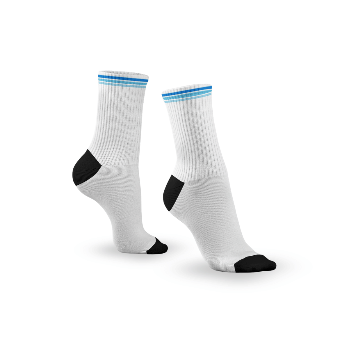 Kikx Ribbed Crew Socks with Blue Stripes
