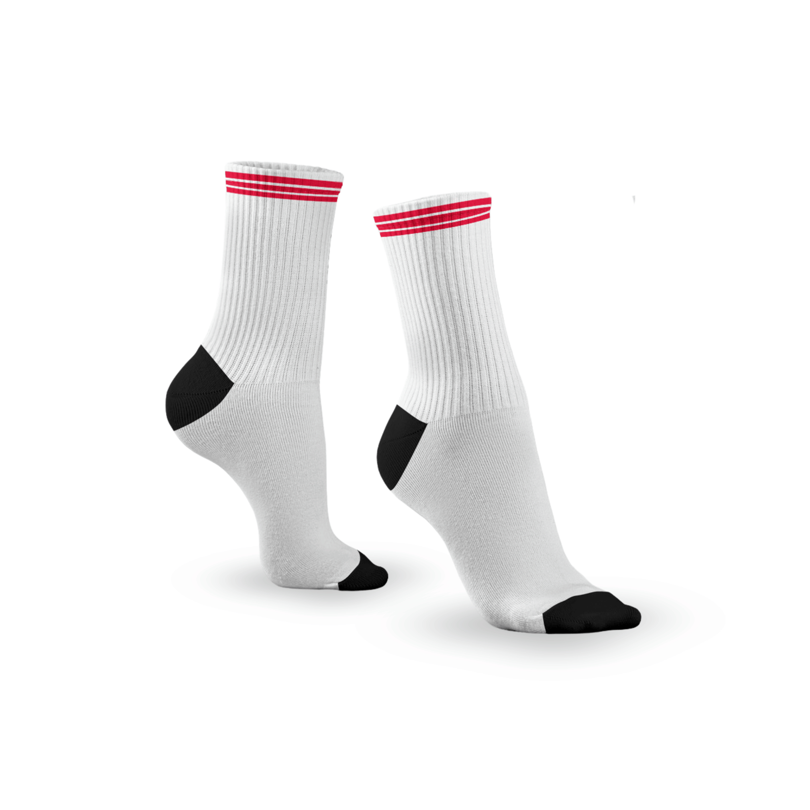 Kikx Ribbed Crew Socks with Red Stripes