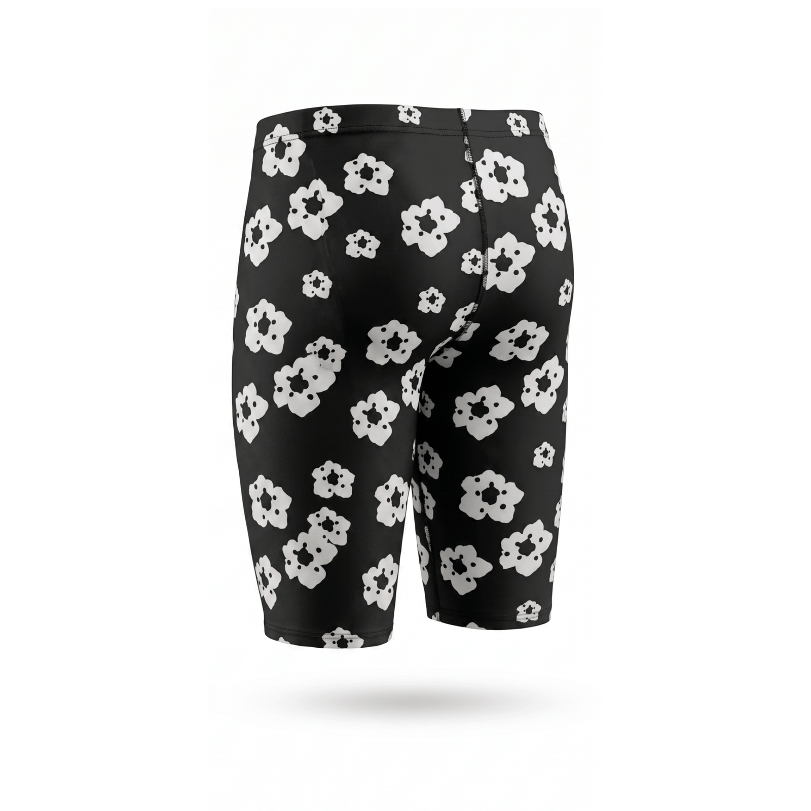 Kikx Extra Life Jammer Swimsuit in Urban Garden White Floral Design on Black