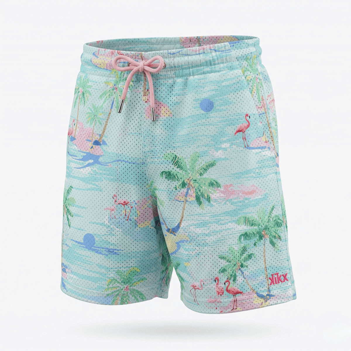 Kikx Basketball Shorts Double Layer Tropical Haze Print with Sky Blue Inner