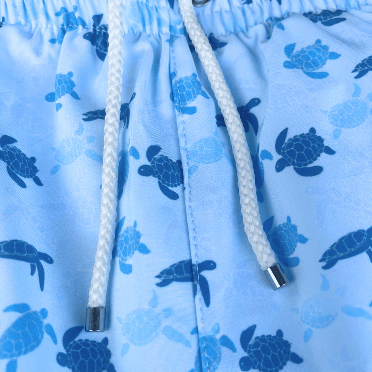 Kikx Light Blue Sea Drift Board Shorts with White Mesh Mid Thigh Inner