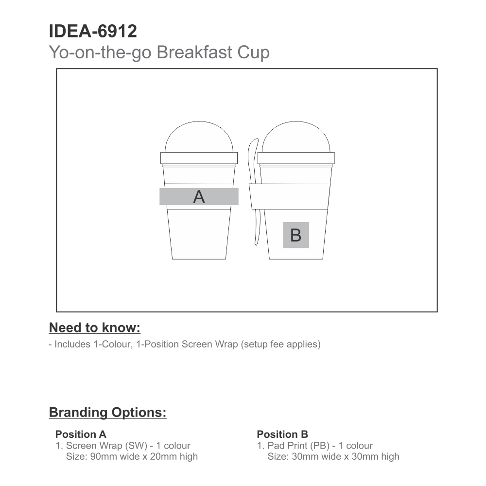 Yo-On-The-Go Brandable Breakfast Cup in Clear and Red