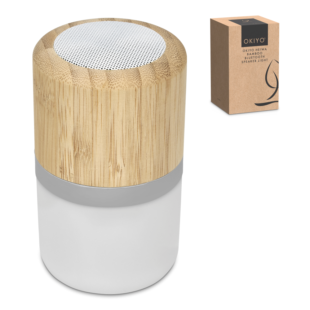 Okiyo Heiwa Bamboo Brandable Bluetooth Speaker and Night Light