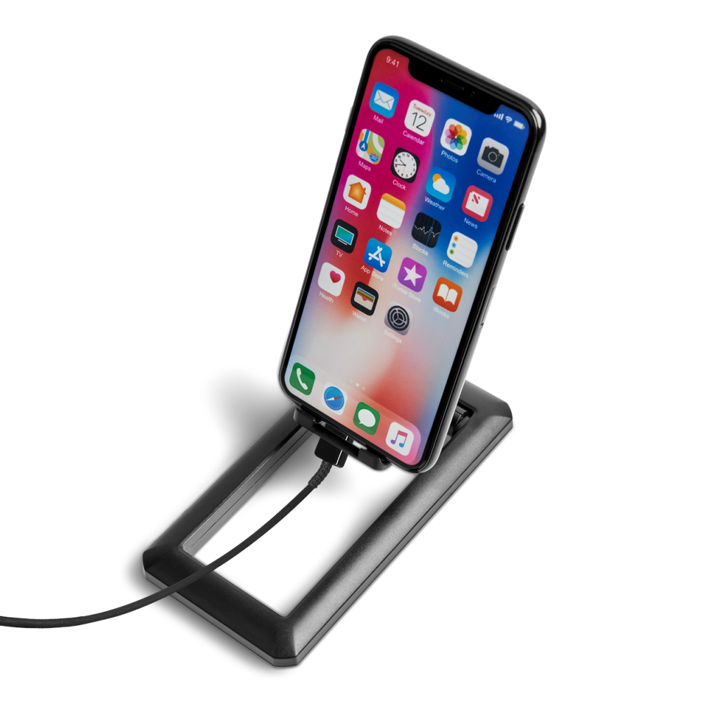 Pronto Adjustable Brandable Phone Stand in Black