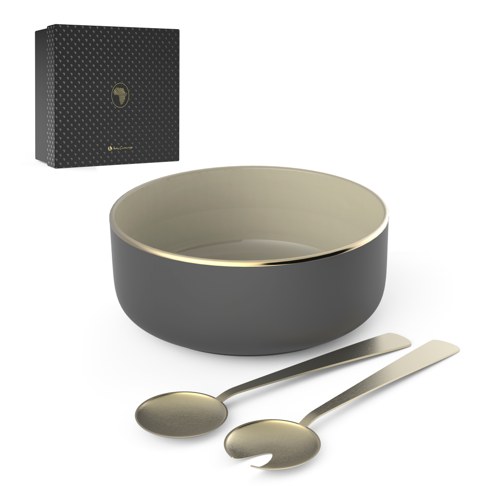 Andy Cartwright Afrique Dusk Brandable Salad Set in Black and Gold