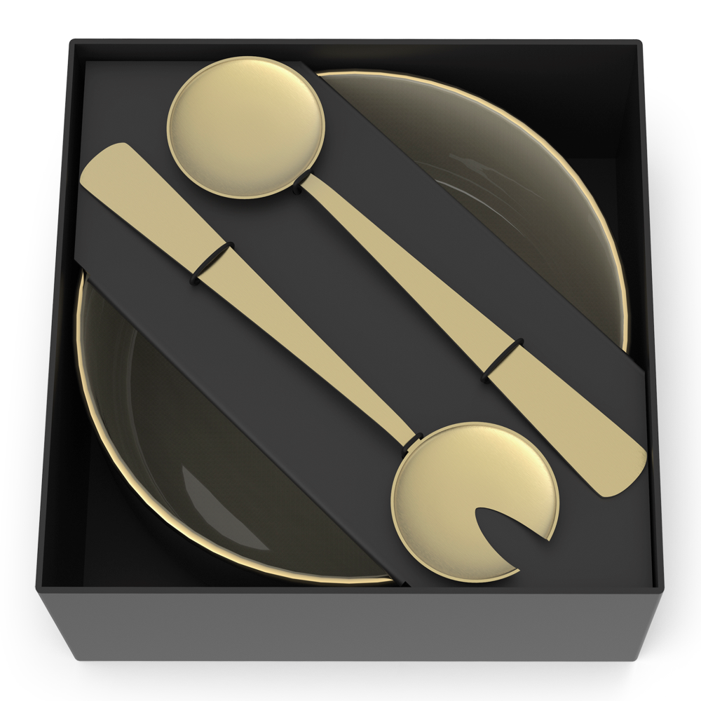 Andy Cartwright Afrique Dusk Brandable Salad Set in Black and Gold
