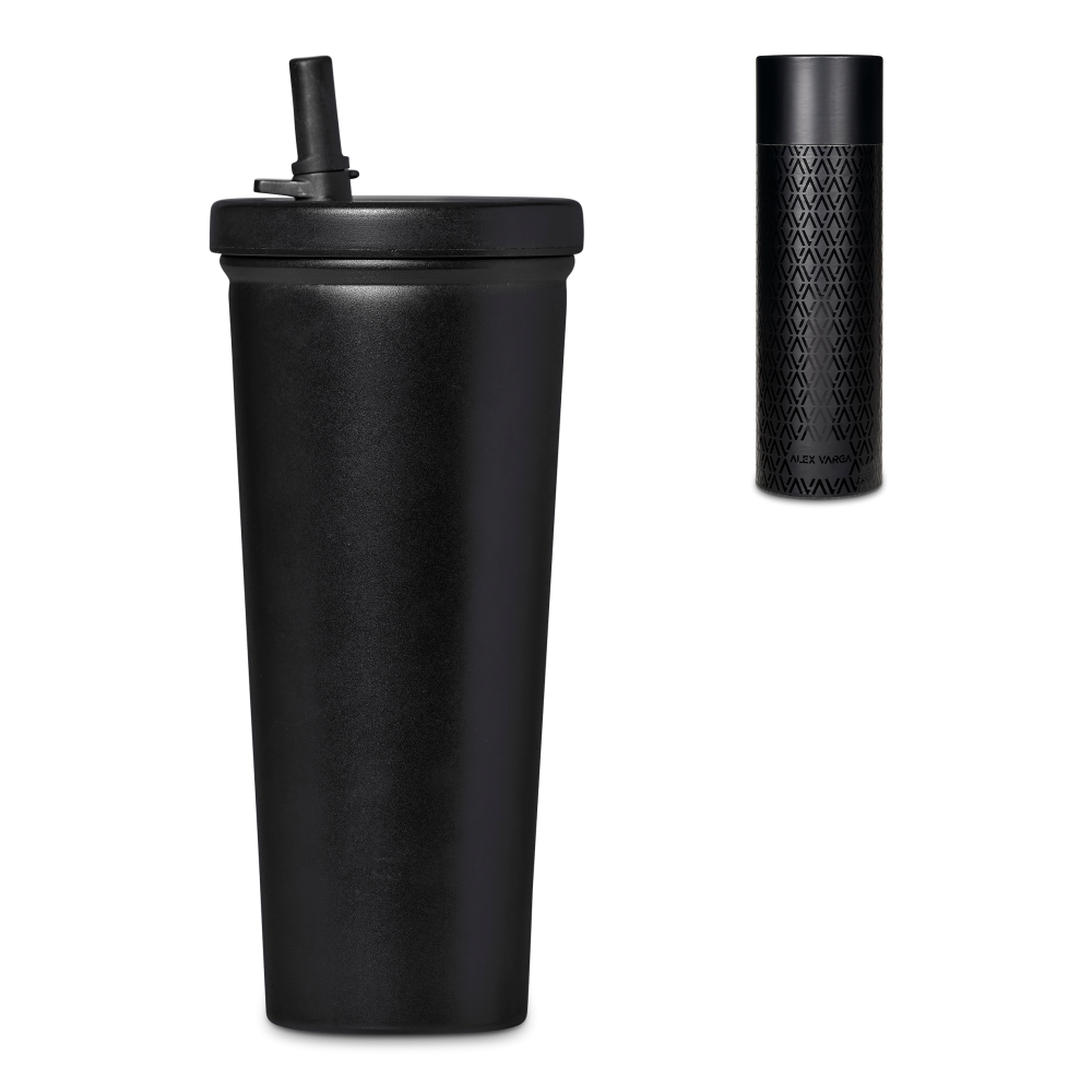 Alex Varga Empire Sipper Vacuum Stainless Steel Brandable Tumbler in Black