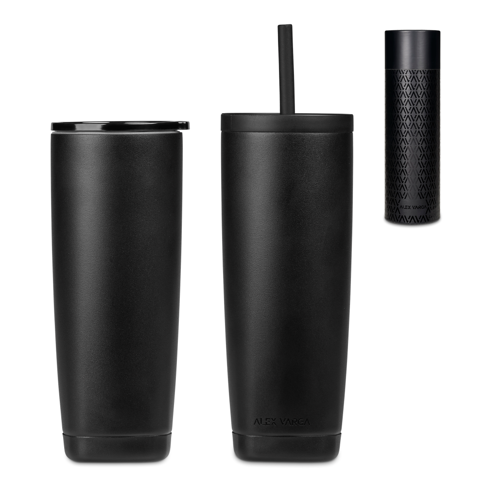 Alex Varga Aurelian 2-In-1 Vacuum Stainless Steel Brandable Tumbler in Black