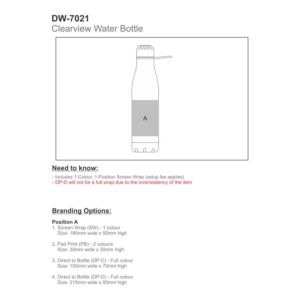 Clearview Tapered Plastic Brandable Water Bottle