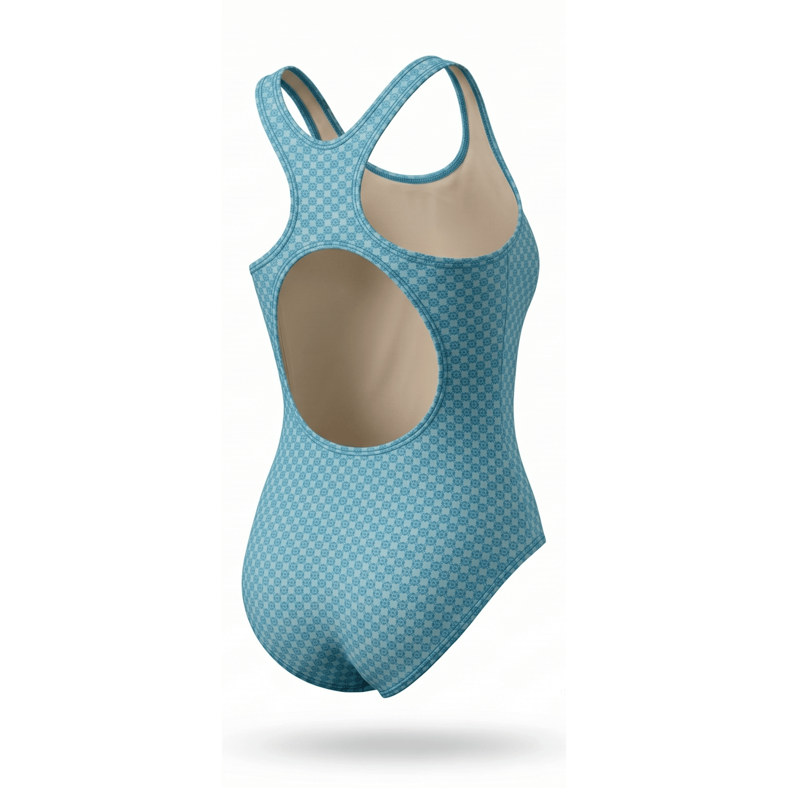 Kikx Extra Life Fastback Swimsuit in an Aegean Mediterranean Infiinity Design