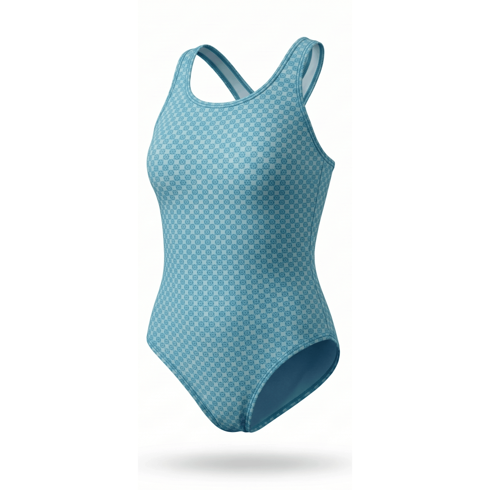 Kikx Extra Life Fastback Swimsuit in an Aegean Mediterranean Infiinity Design