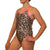 Kikx Extra Life Thin Strap Swimsuit in Fierce Rosettes Leopard Print with Neon Pink Straps