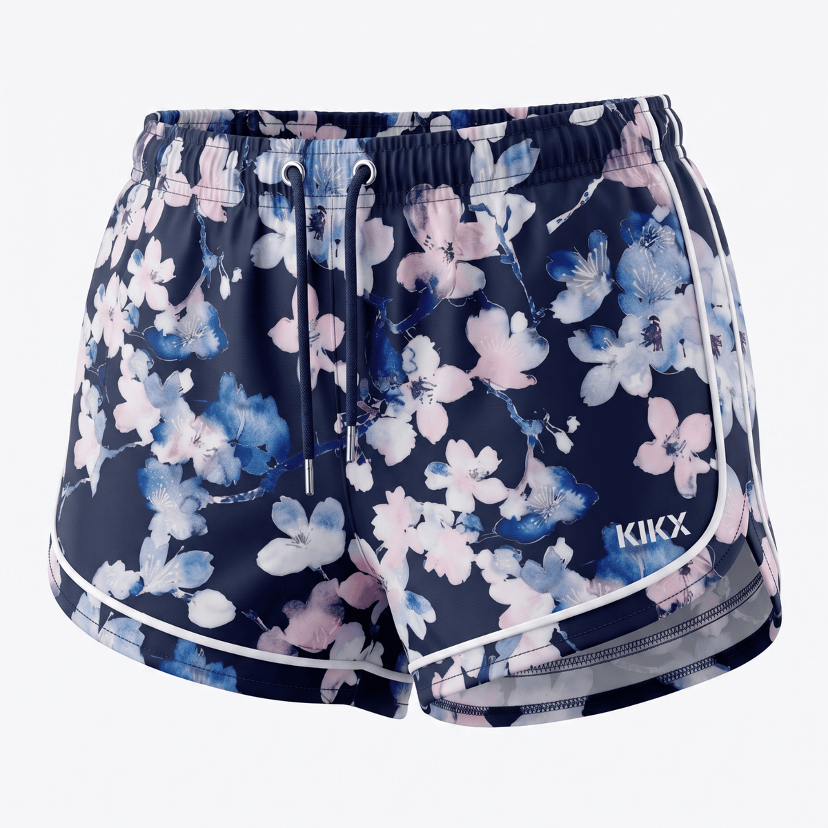 Kikx LUNAFLOW Shorts in Twilight Sayuki with White Piping and Navy Inner