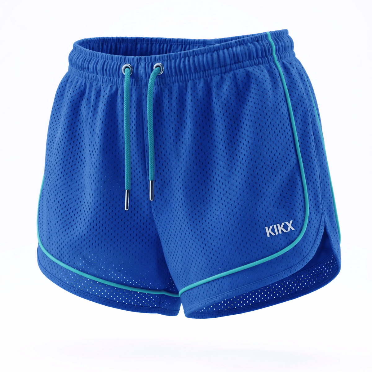 Kikx VENTRAFLOW Shorts in Royal BMX Outer Mesh with Sea Green Piping and Inner