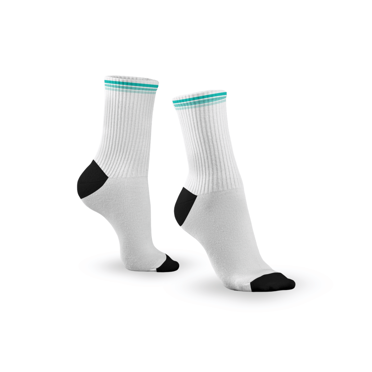 Kikx Ribbed Crew Socks with Mint Green Stripes