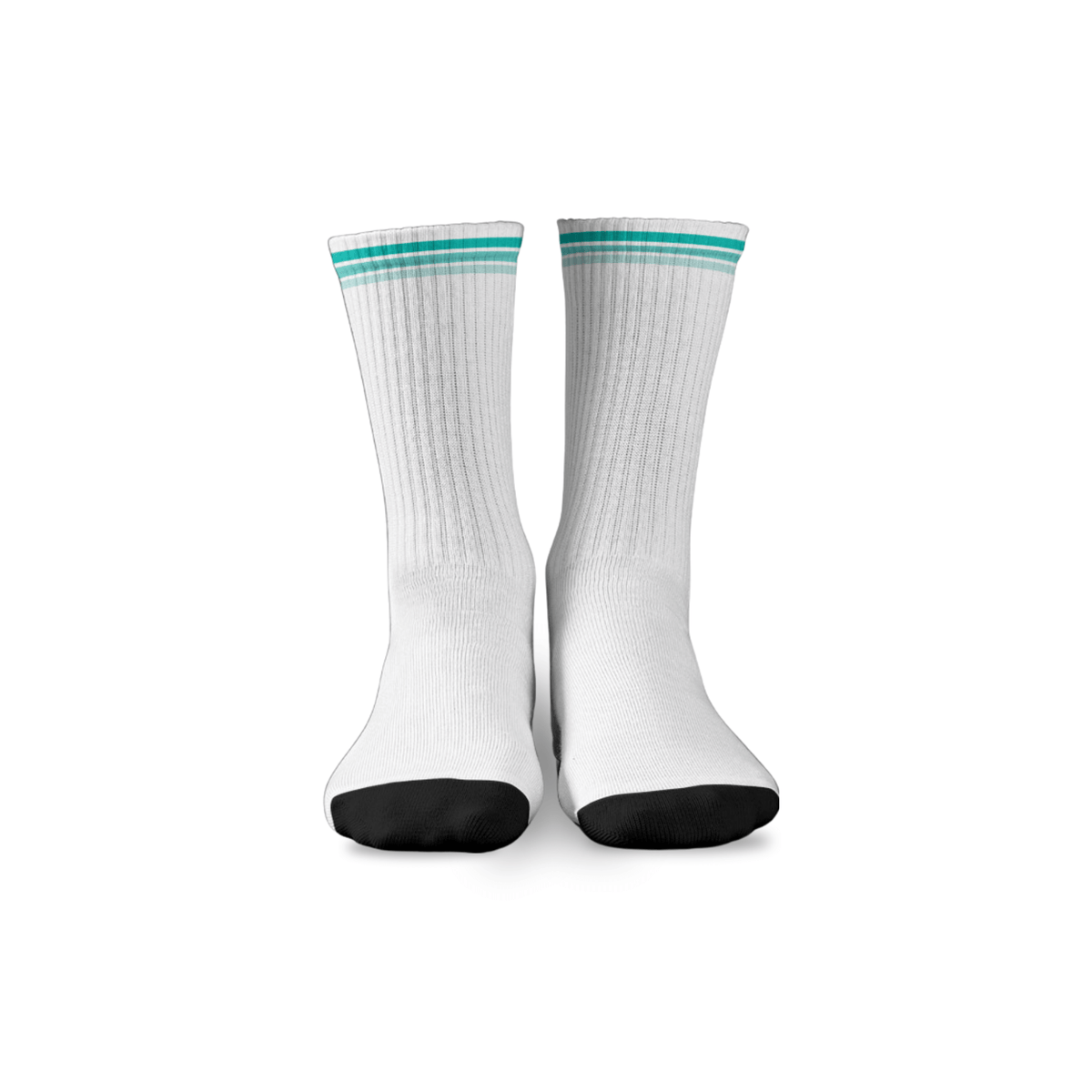 Kikx Ribbed Crew Socks with Mint Green Stripes