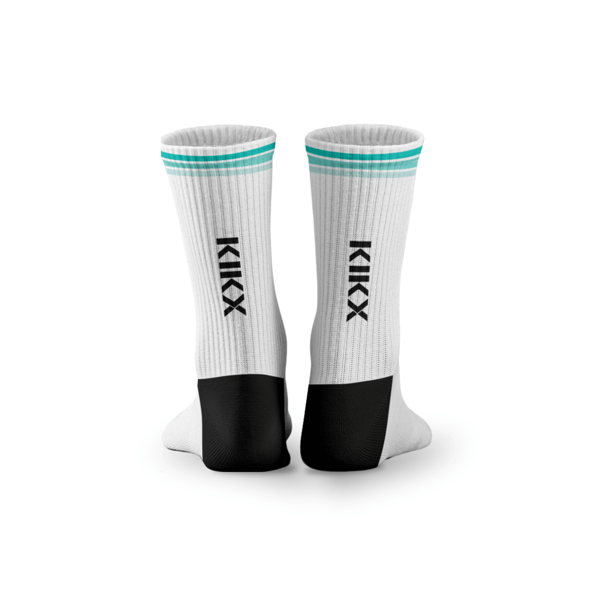 Kikx Ribbed Crew Socks with Mint Green Stripes