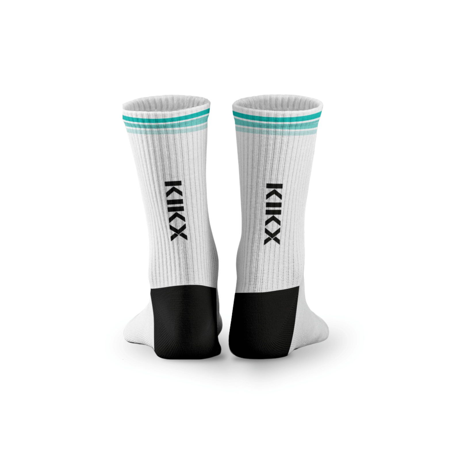Kikx Ribbed Crew Socks with Mint Green Stripes