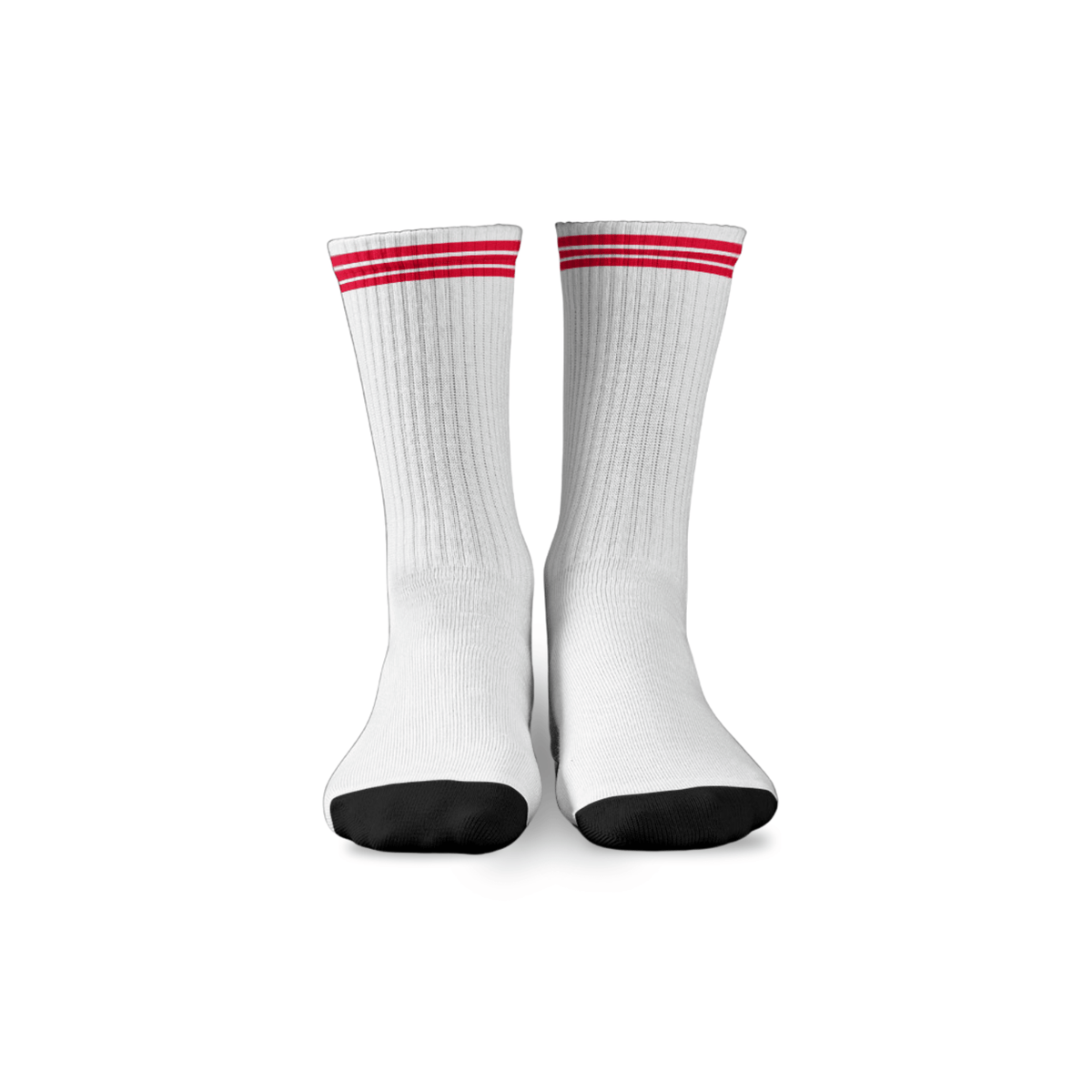 Kikx Ribbed Crew Socks with Red Stripes