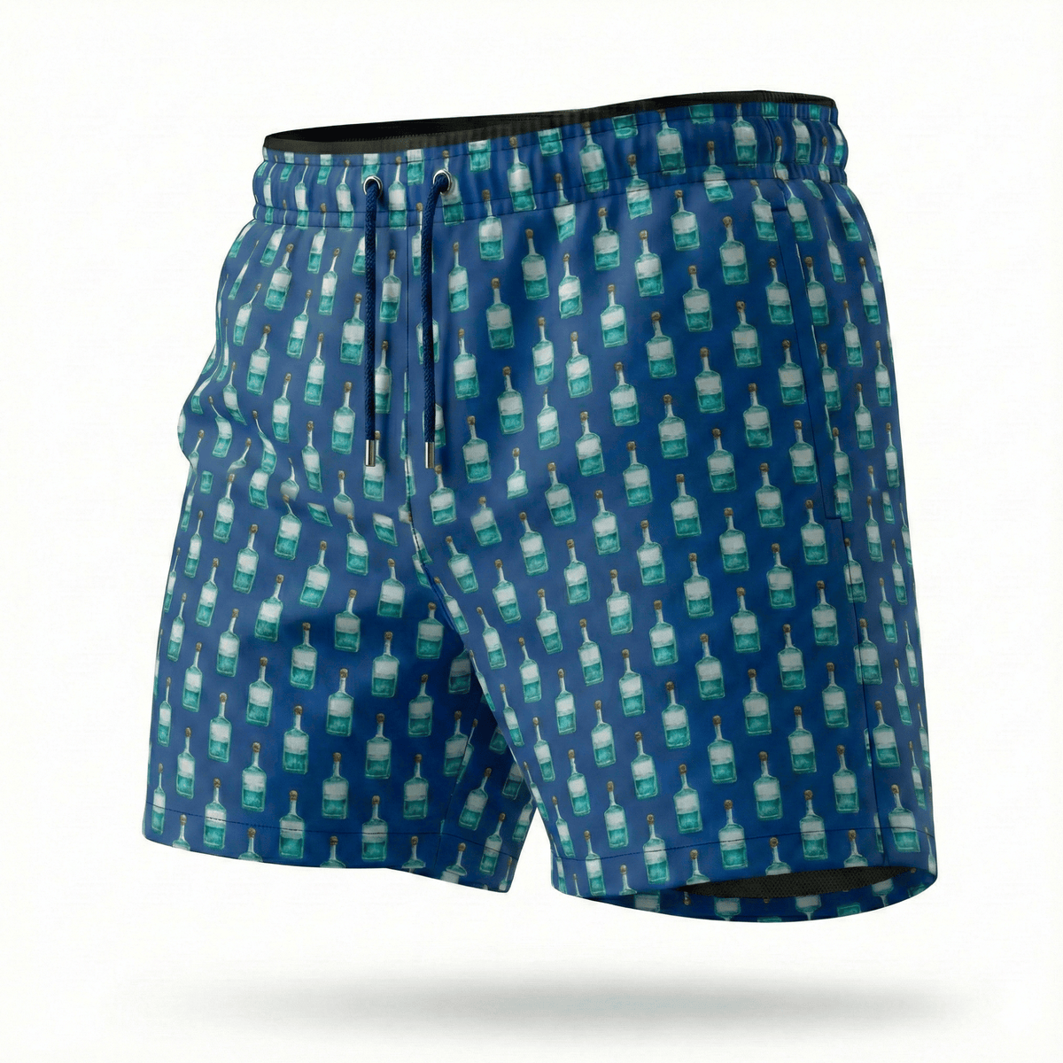 Kikx Navy Agave Azul Board Shorts with Black Mesh Mid Thigh Inner