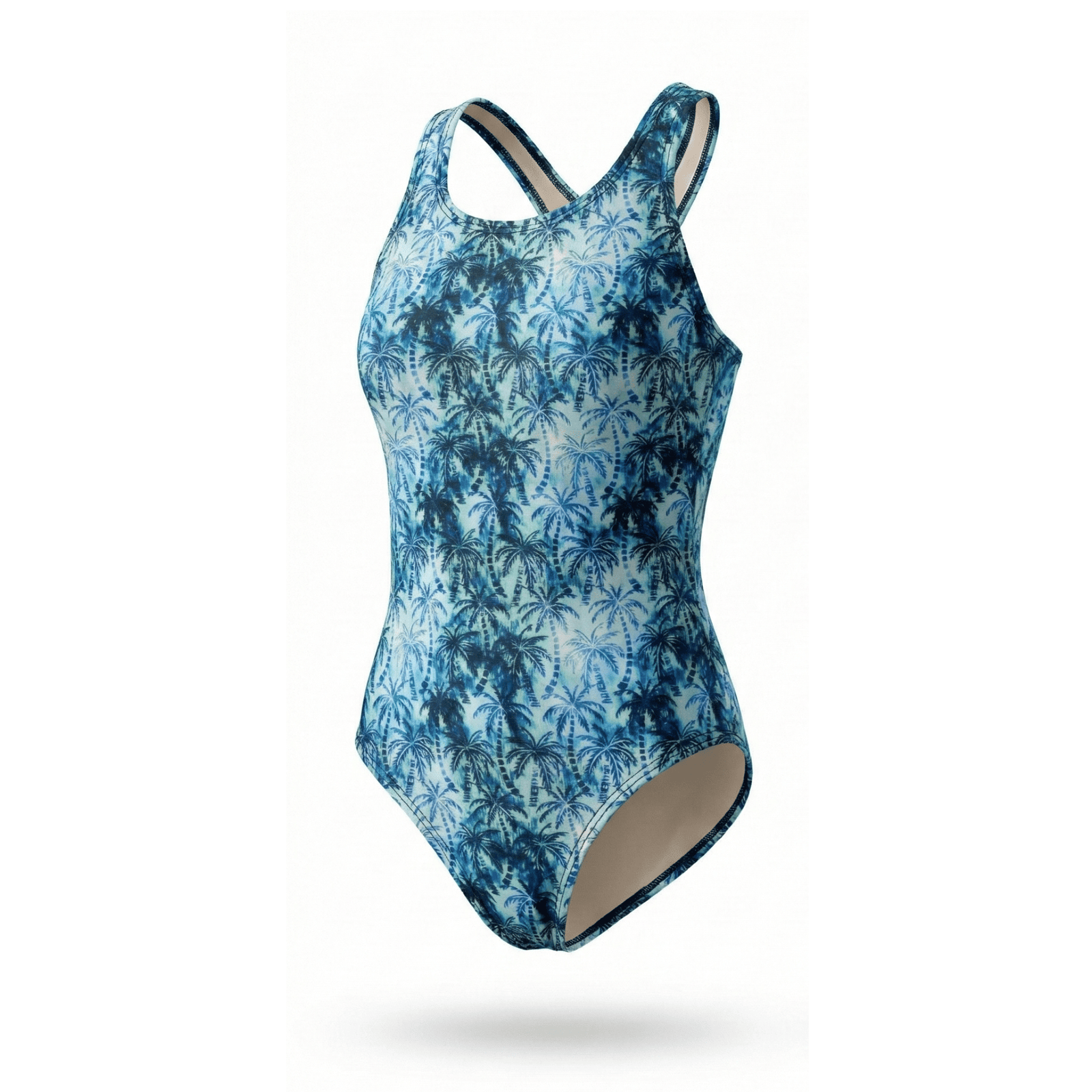 Kikx Extra Life Fastback Swimsuit in Hawaiian Haze Design on Pale Aquamarine