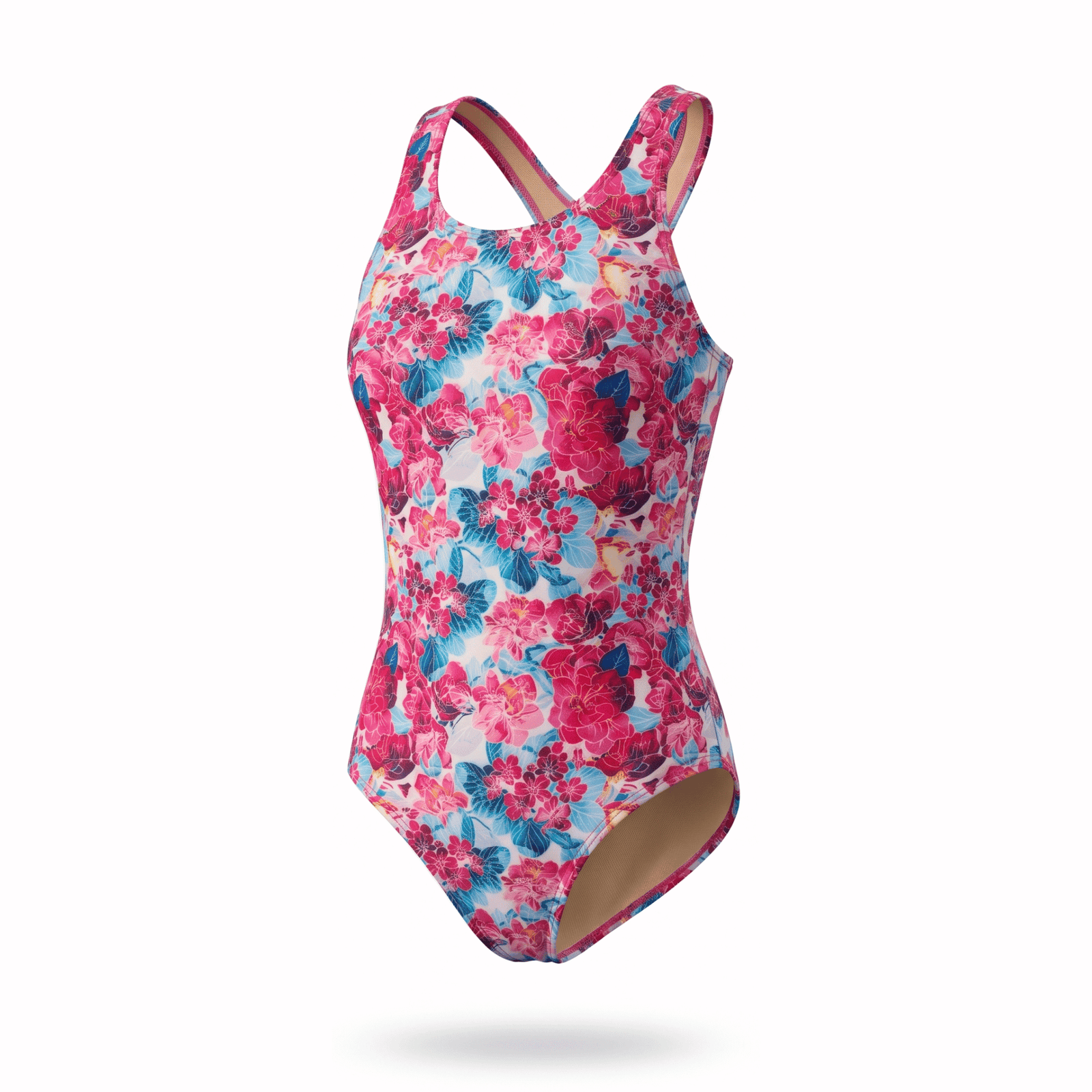Kikx Extra Life Fastback Swimsuit in La Med print on White Background