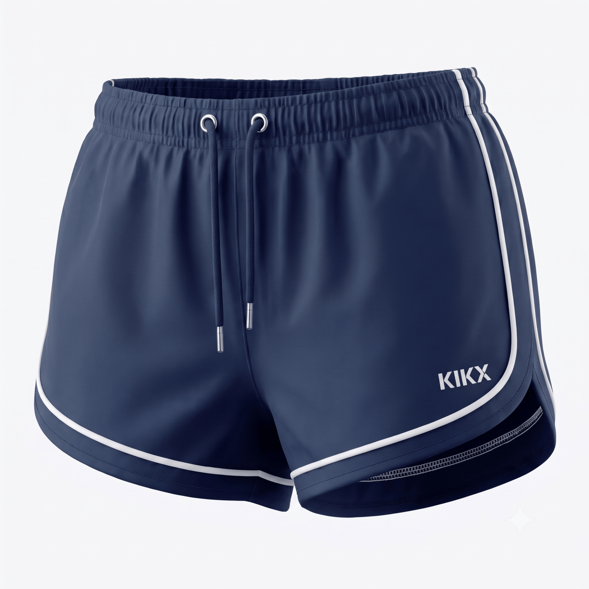 Kikx PLAYR Plain Womens Shorts with Retro Piping Navy