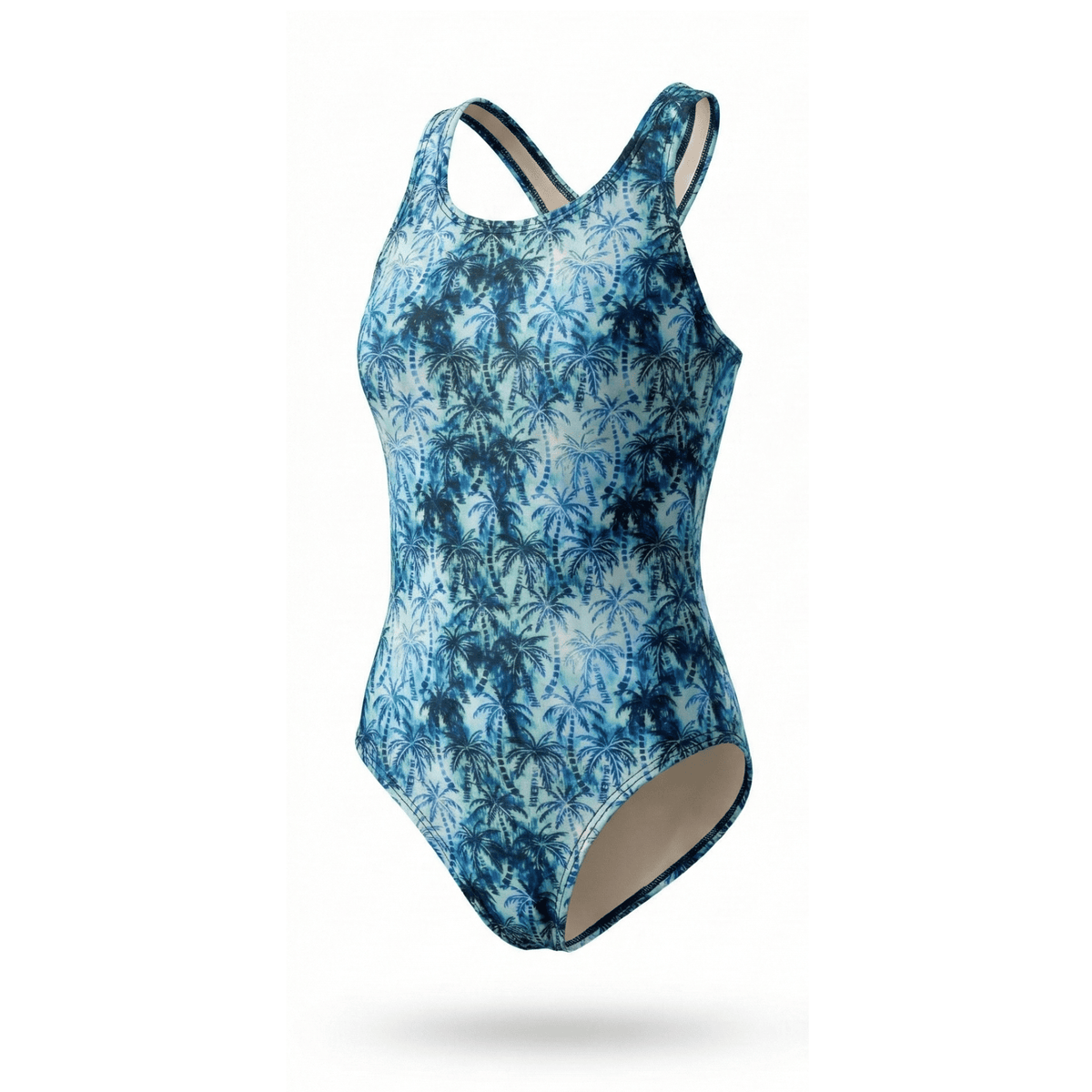 Kikx Extra Life Fastback Swimsuit in Hawaiian Haze Design on Pale Aquamarine