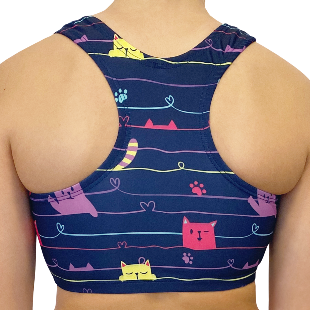 Kikx Kayla Style Sleeveless Crop Top with Racer Back in Navy with Sleepy Cats Supa Matt