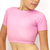 Kikx Crop Top with Short Sleeves in Plain Pastel Pink