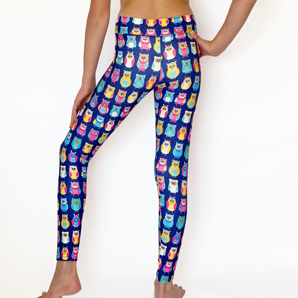 Kikx Full Length Leggings with High Waist in Navy with Night Owls