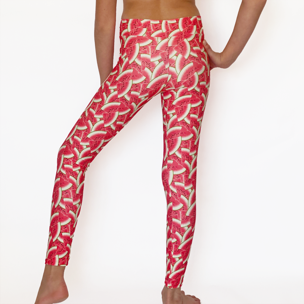 Kikx Full Length Leggings with High Waist in Overlapping Watermelon Slices