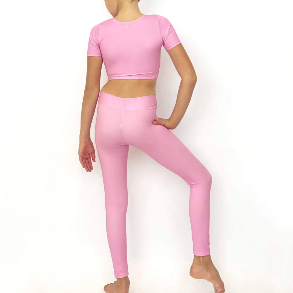 Kikx Full Length Leggings with High Waist in Plain Pastel Pink
