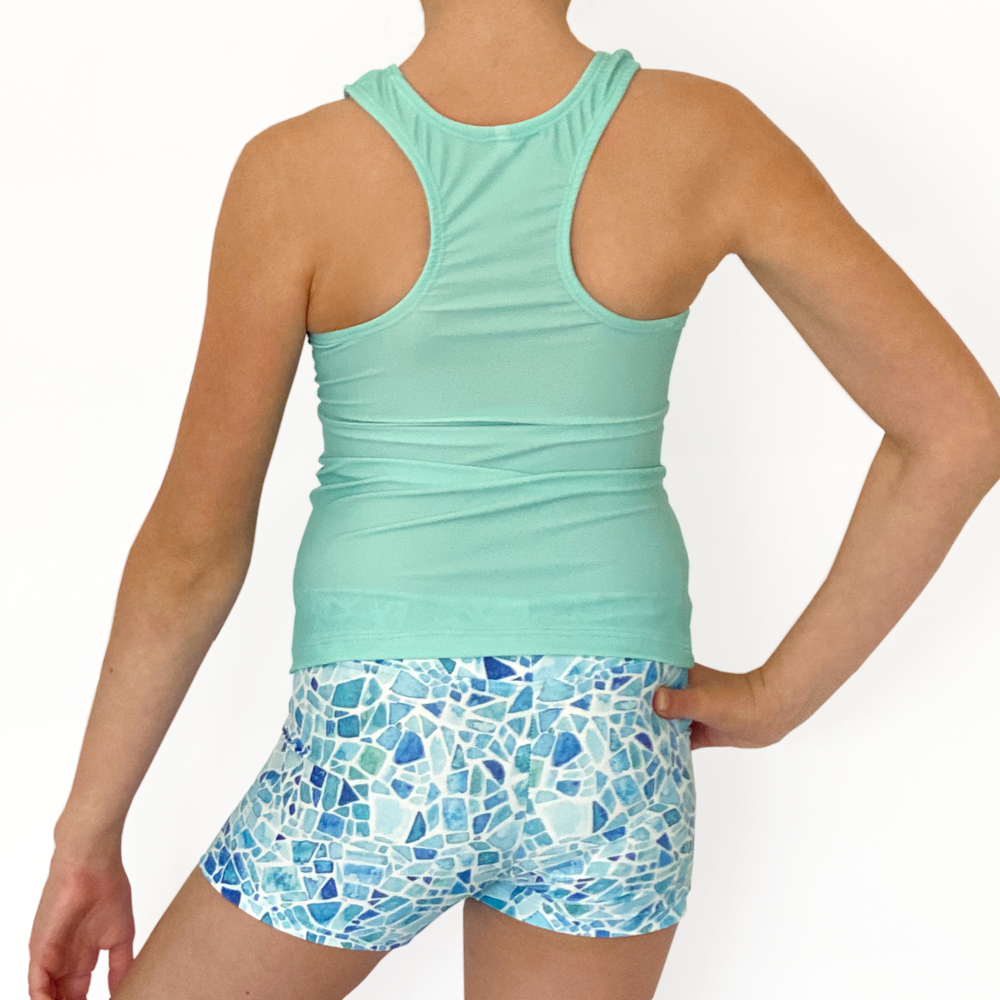 Kikx Kayla Style Sleeveless Full Length Racer Back Top in Plain Pastel Green