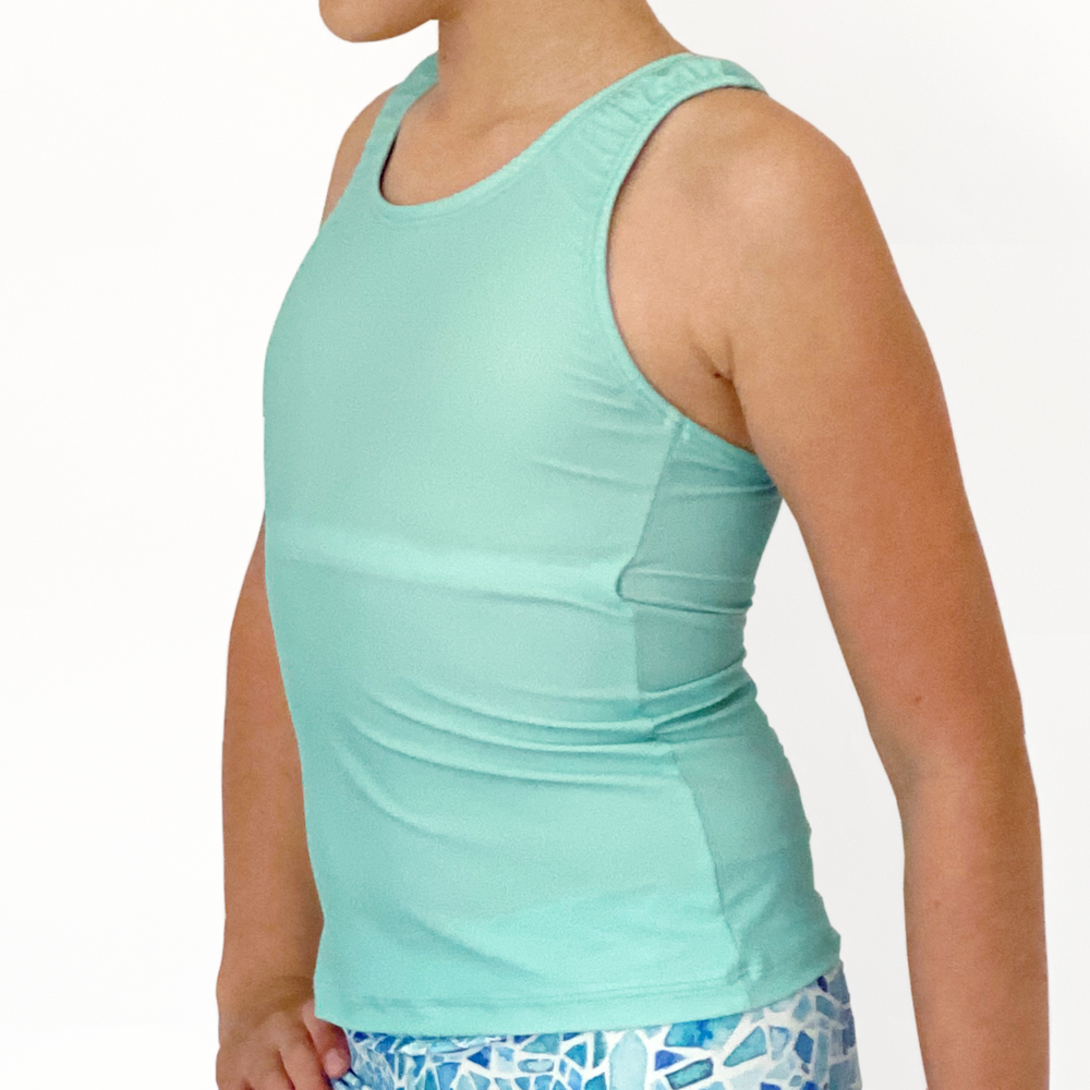 Kikx Kayla Style Sleeveless Full Length Racer Back Top in Plain Pastel Green