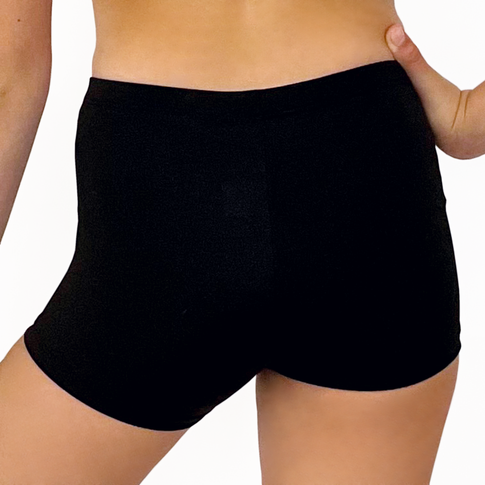 Kikx Hot Pants with Elastic Waist in Plain Black Matt Lycra kikx