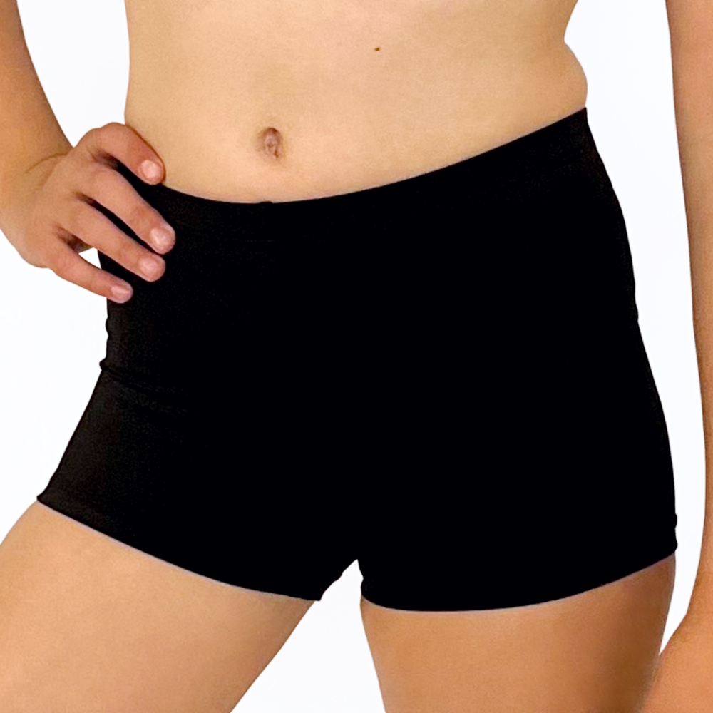 Kikx Hot Pants with Elastic Waist in Plain Black Matt Lycra
