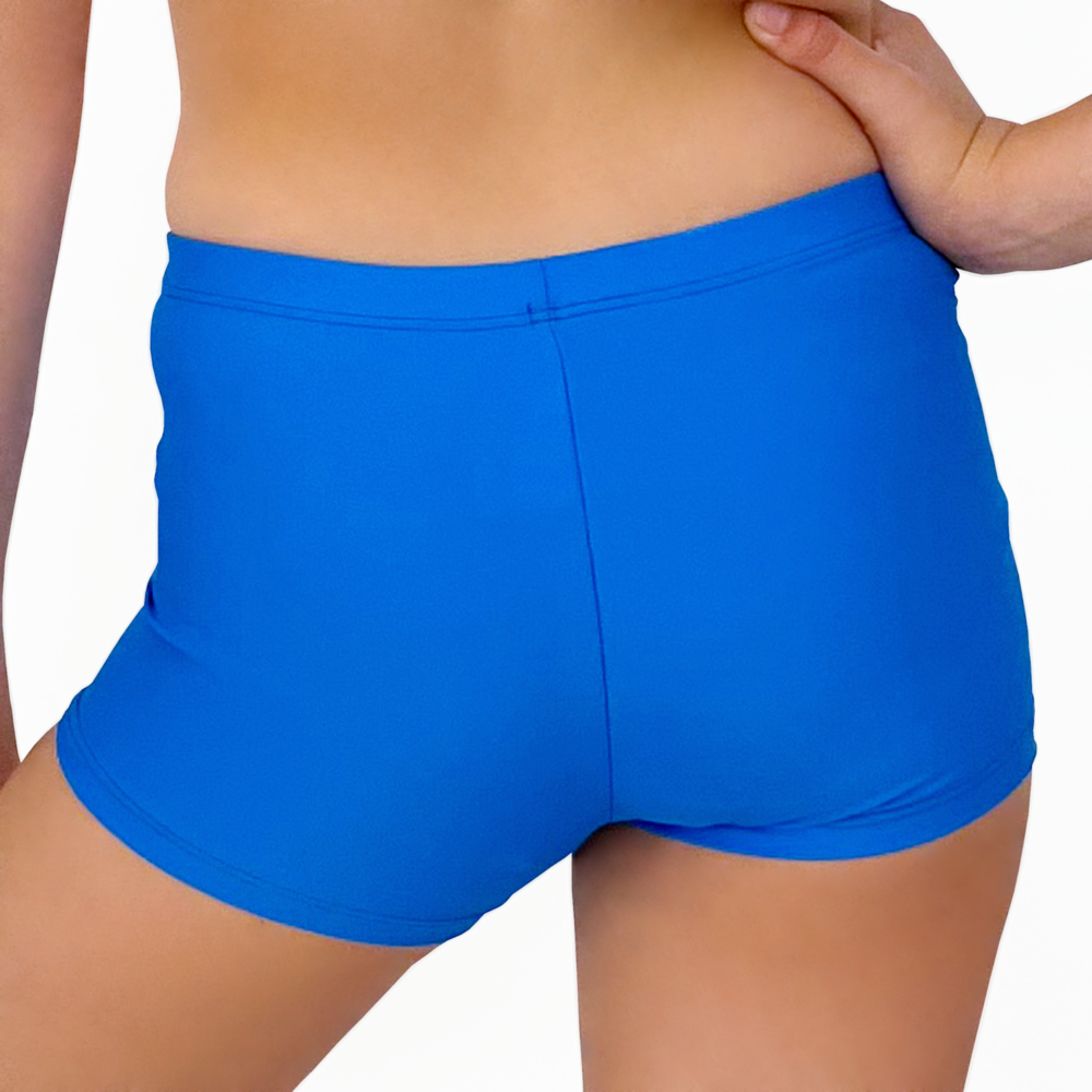 Kikx Hot Pants with Elastic Waist in Plain Oceano Blue Matt Lycra - kikx .co.za