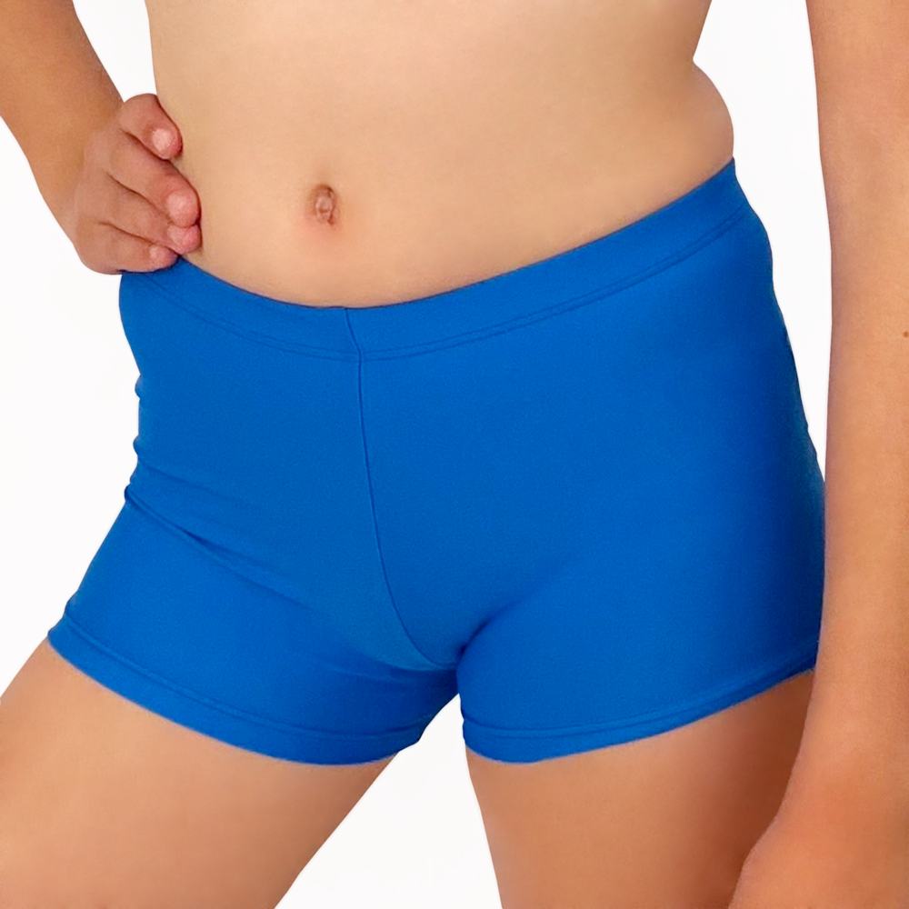 Kikx Hot Pants with Elastic Waist in Plain Oceano Blue Matt Lycra