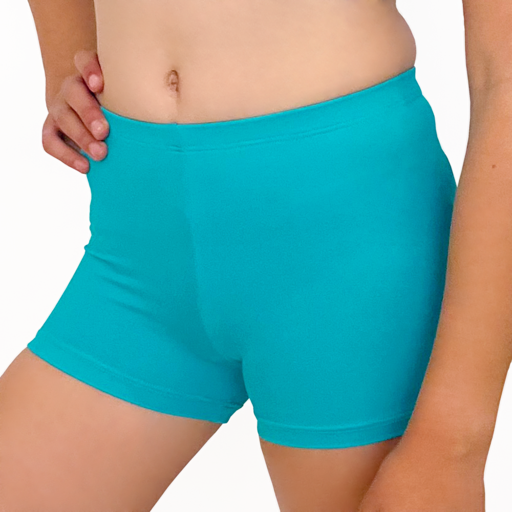 Kikx Hot Pants with Elastic Waist in Plain Sea Green Matt Lycra