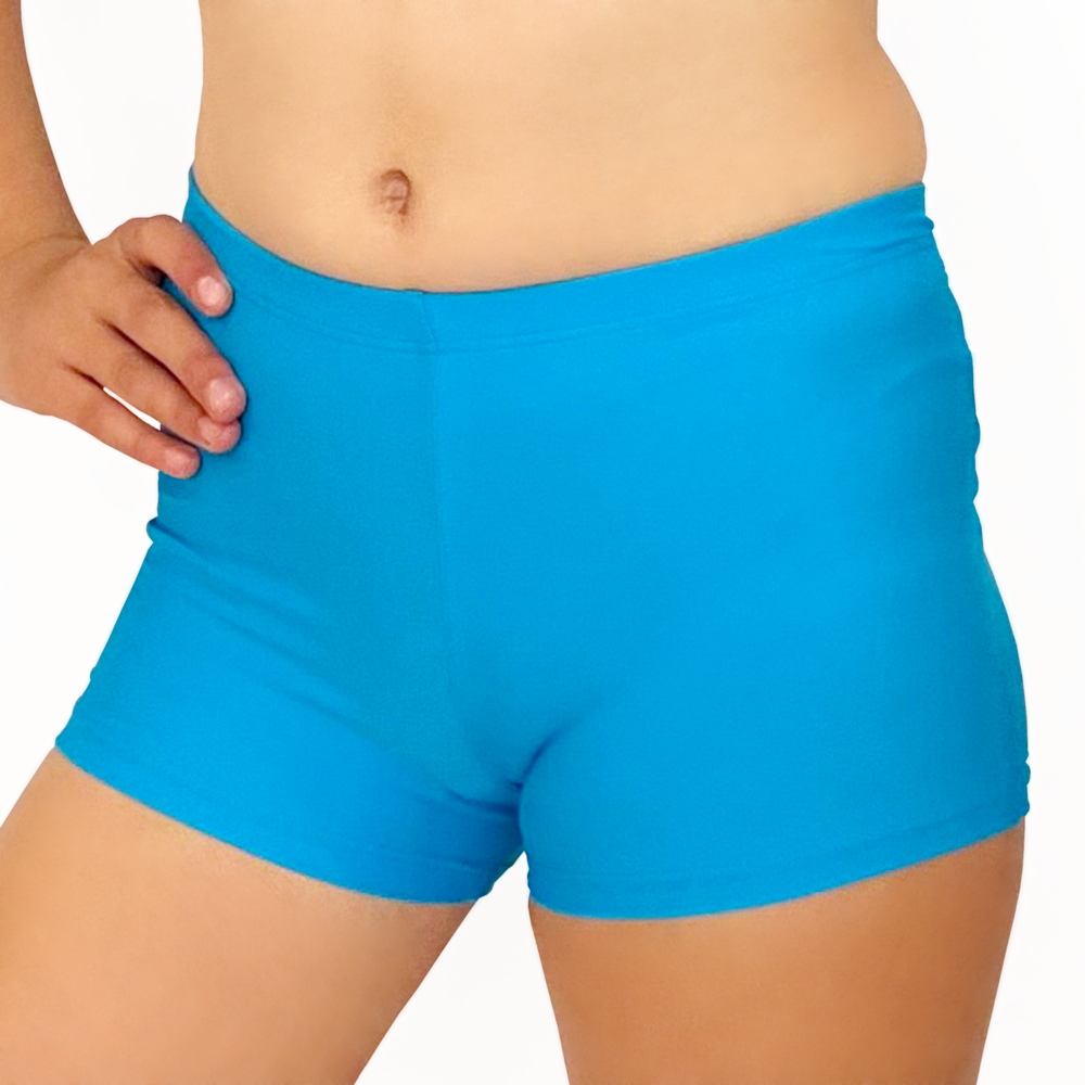 Kikx Hot Pants with Elastic Waist in Plain Turquoise Blue Matt